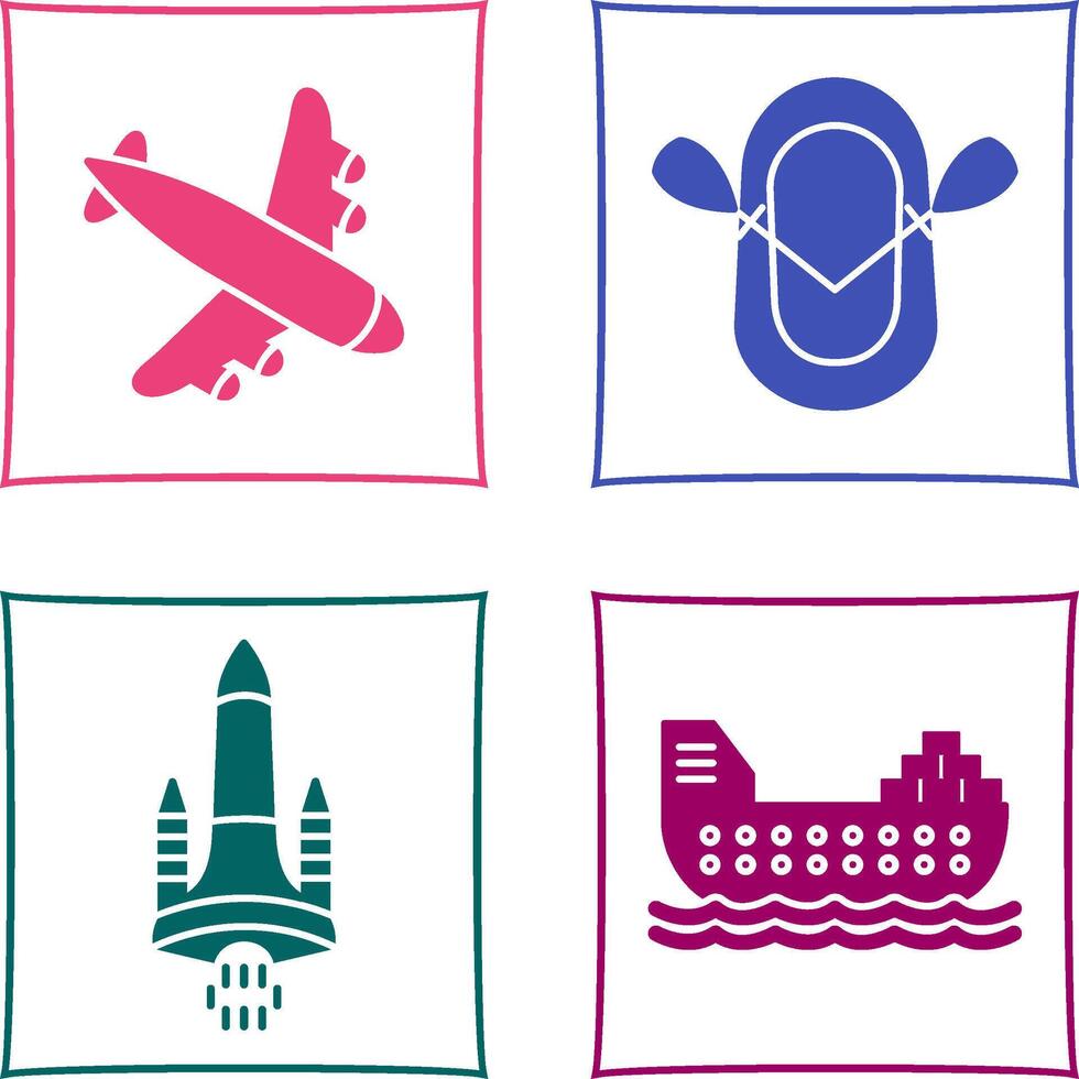 Landing Airplane and Dinghy Icon vector
