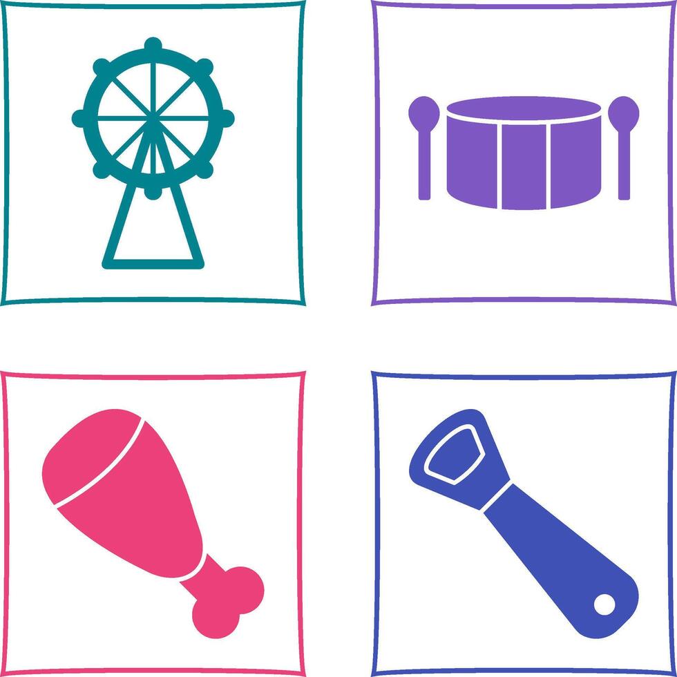 Ferris Wheel and Drum Icon vector