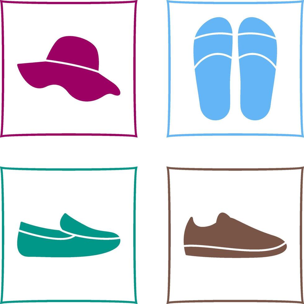 sombrero y zapatillas icono vector