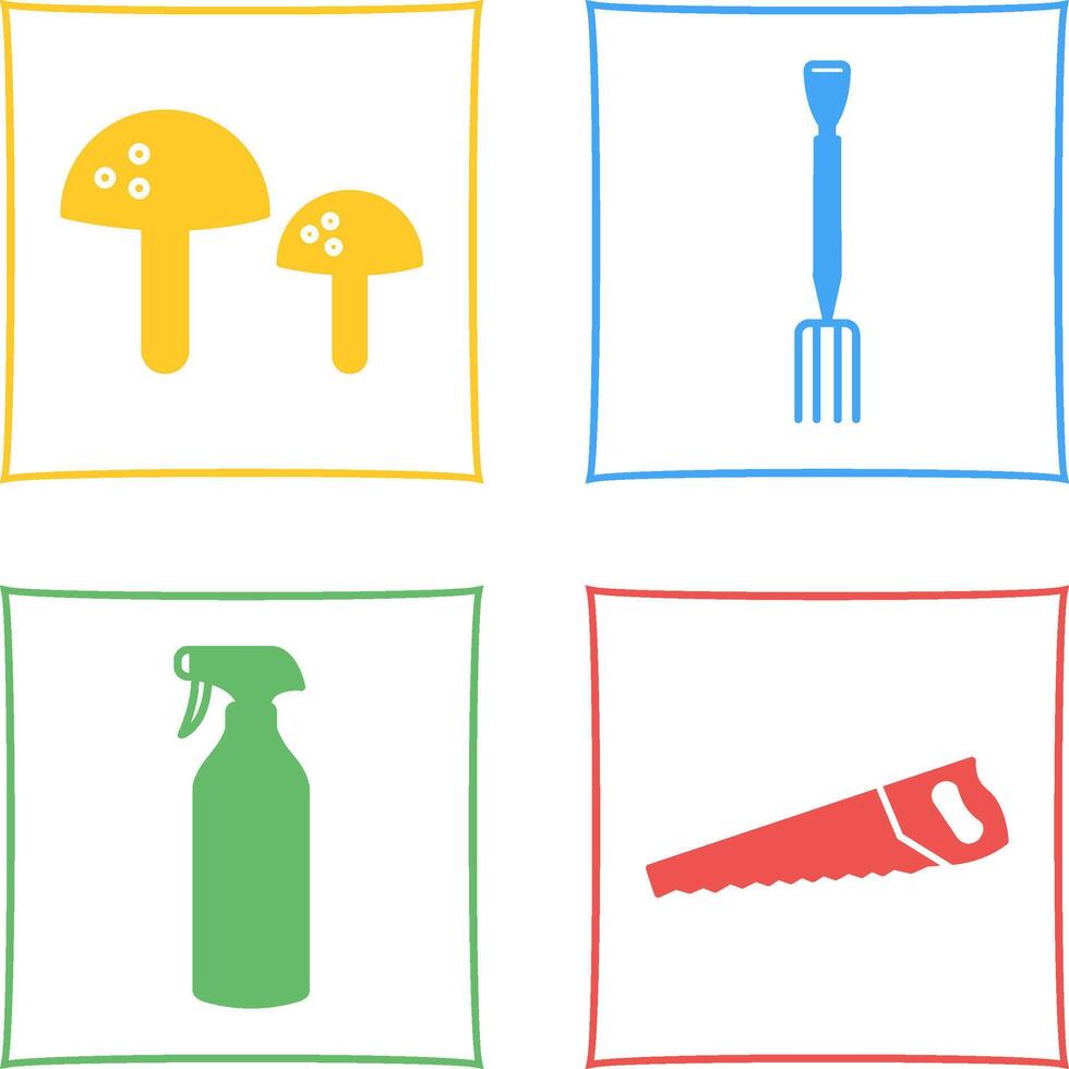 Mushrooms and Gardening Fork Icon vector
