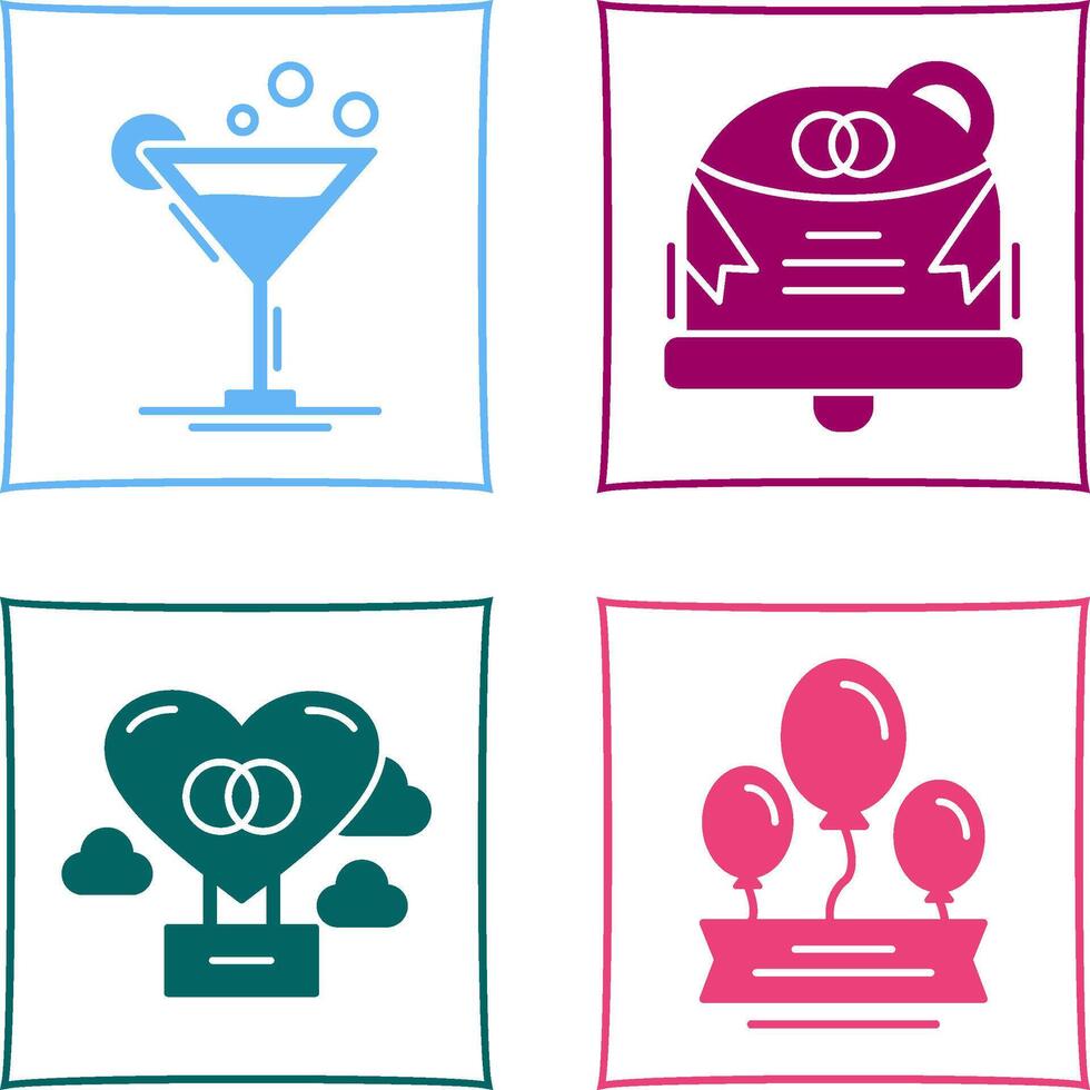 Coktail and Wedding Icon vector