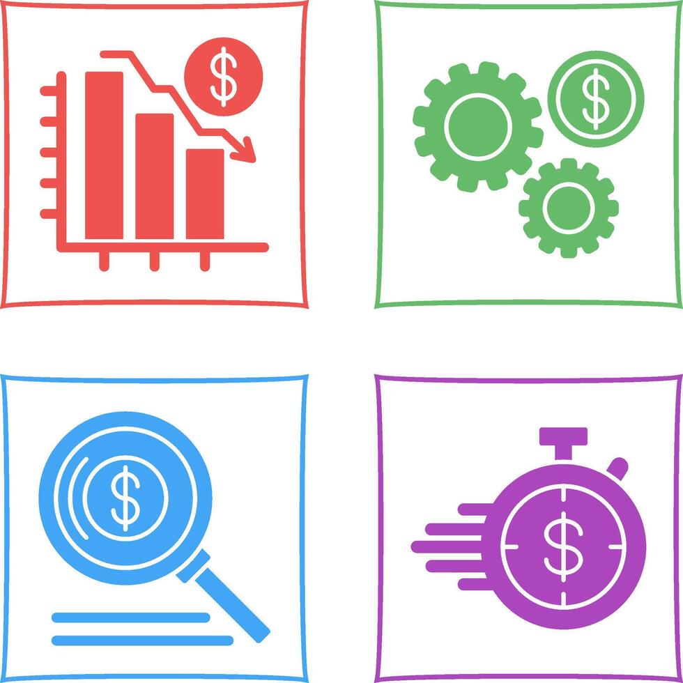 Chart Down and Settings Icon vector