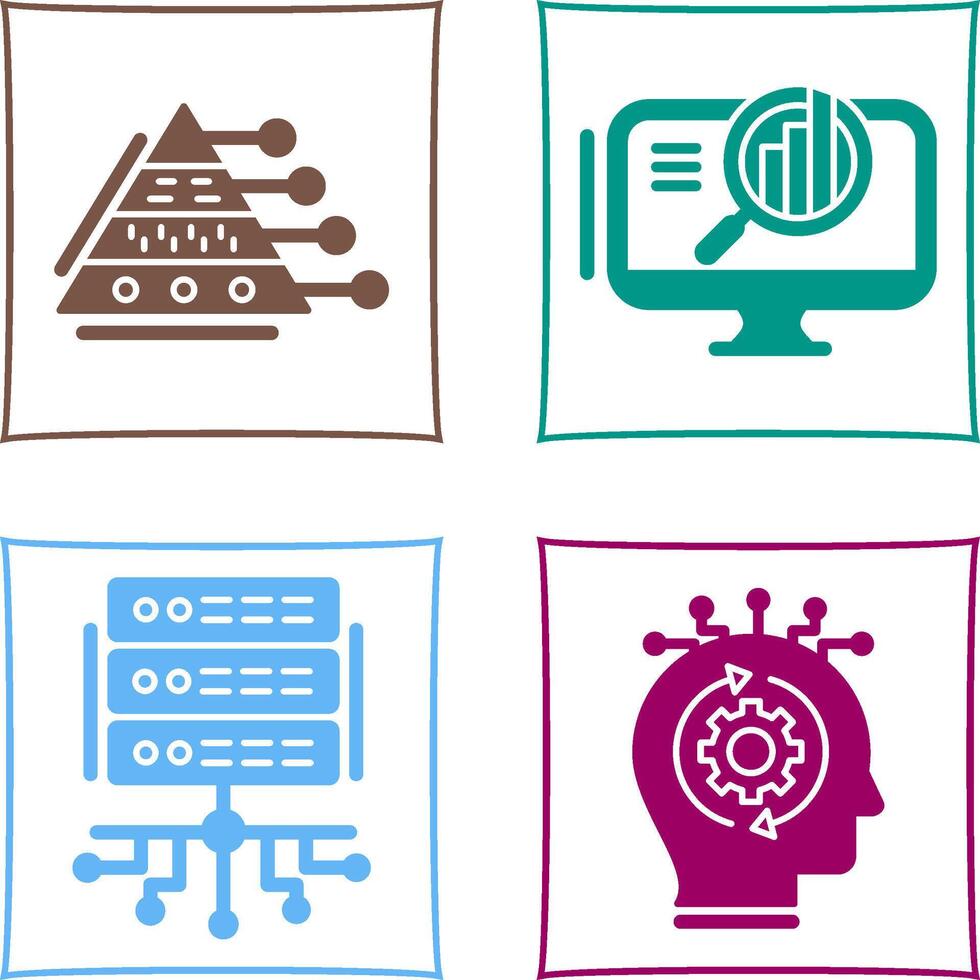 Pyramid Graph and Search Icon vector