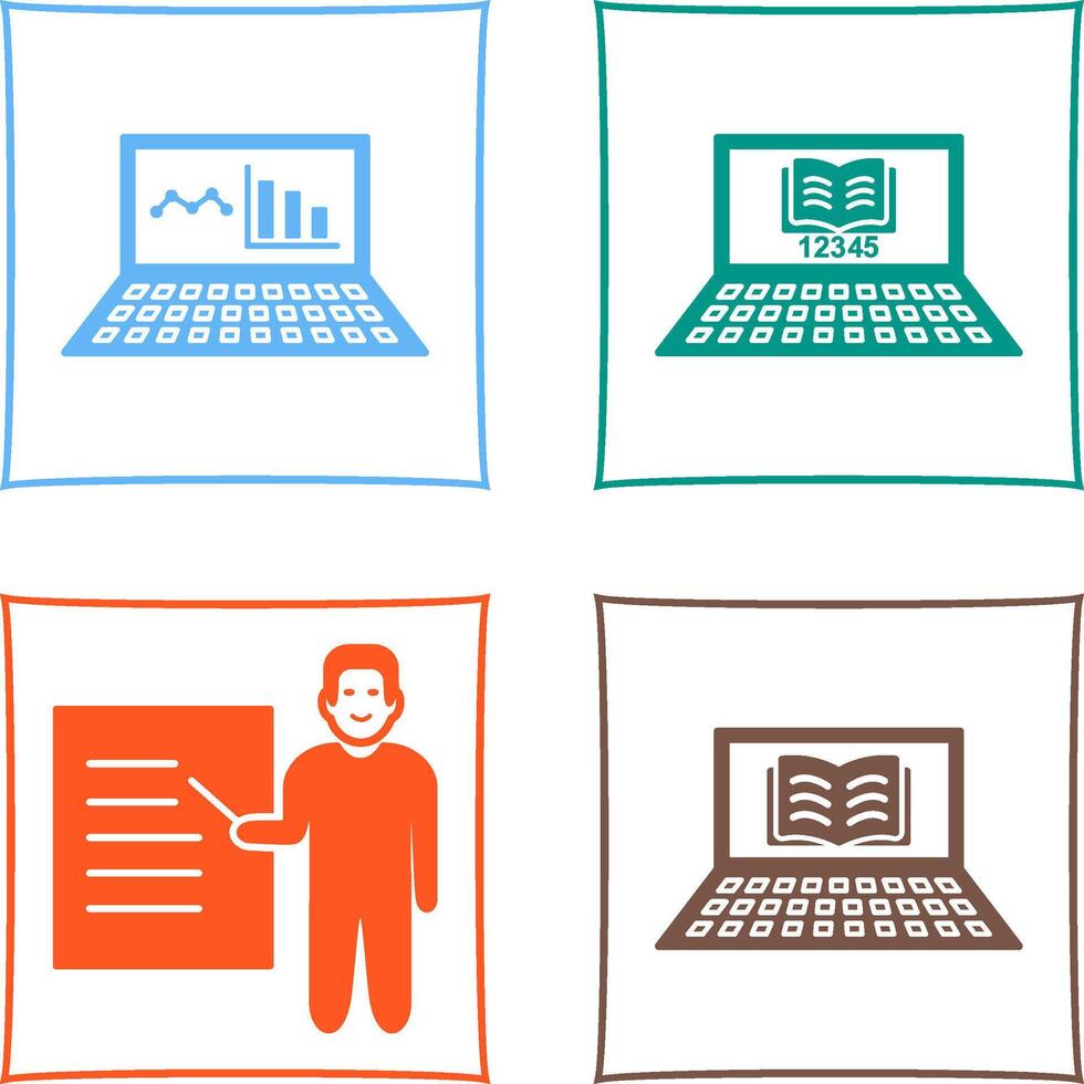 Online Stats and Online Study Icon vector