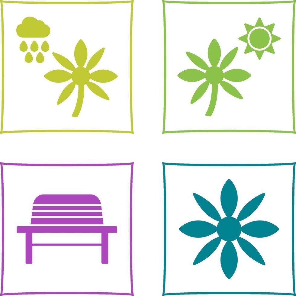 Flower with rain and Flower Icon vector