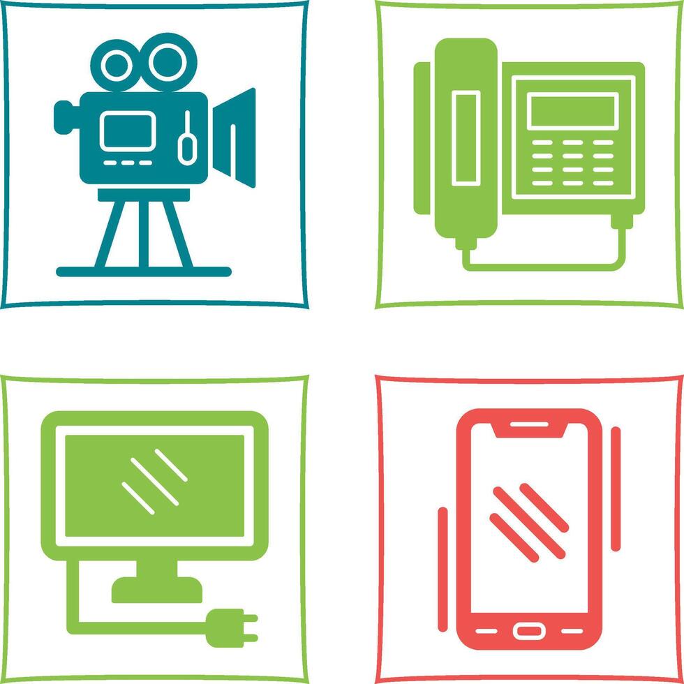 Movie camera and Telephone Icon vector