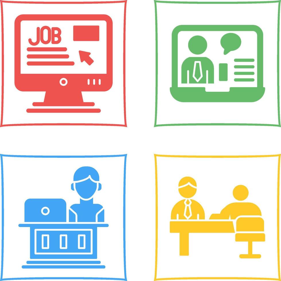 Online Job and Online Job Interview Icon vector