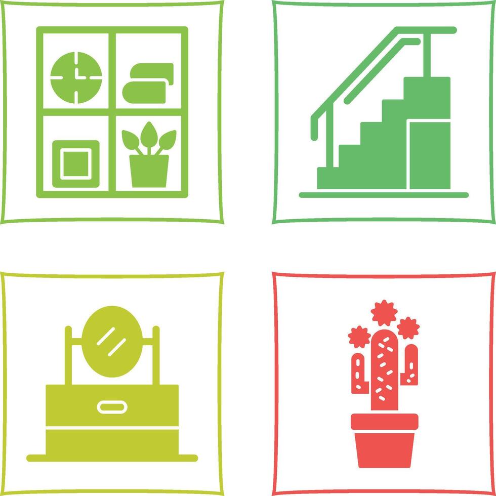 Bookshelf and Stairs Icon vector