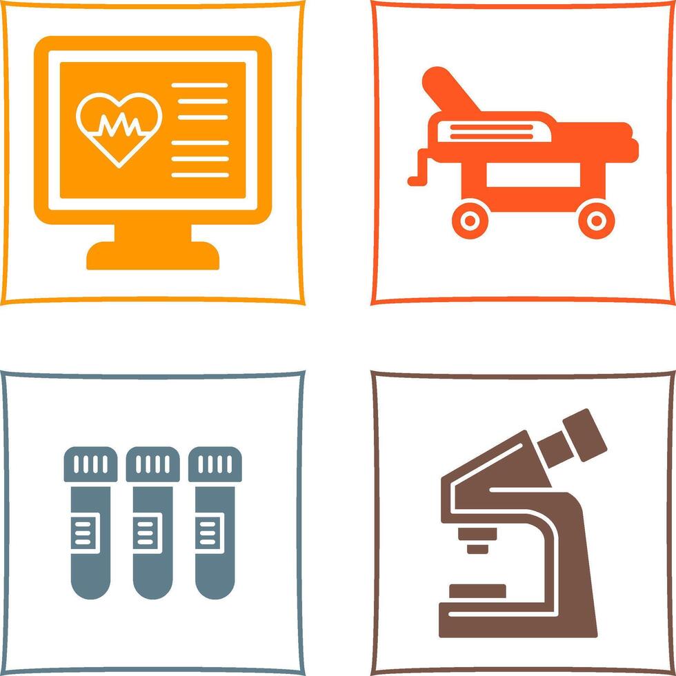 Cardiogram and Hospital Bed Icon vector