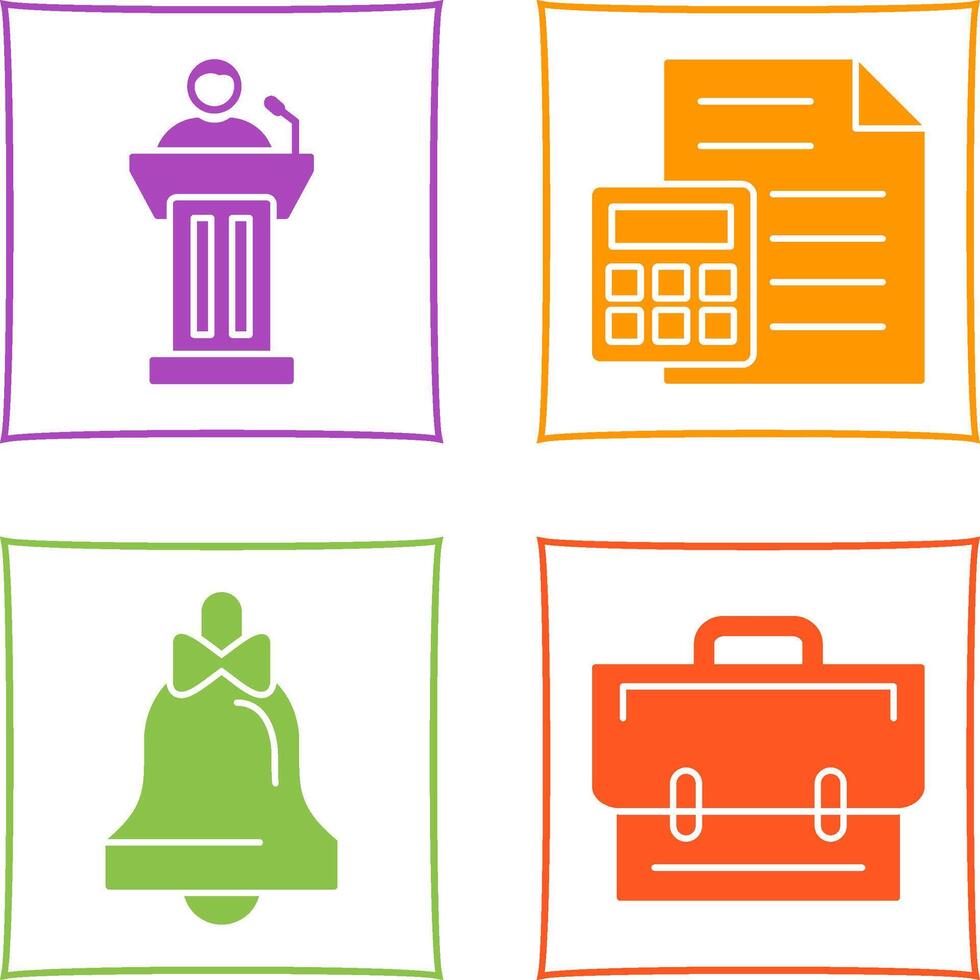 Podium and CalculatorSnack and Money Icon vector