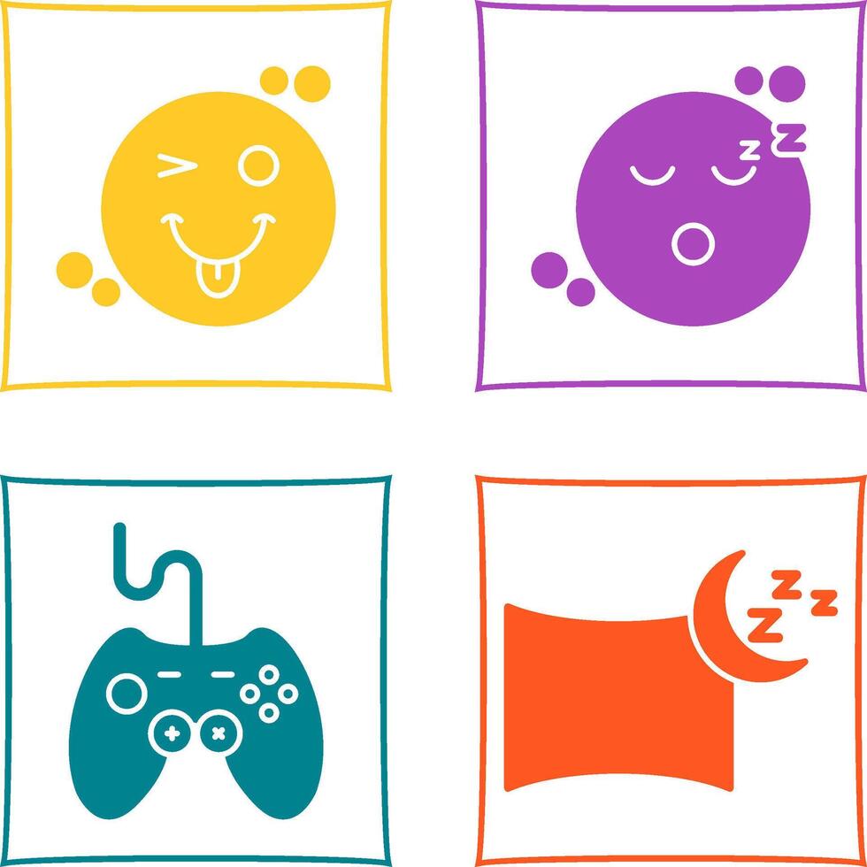 Tongue Out and Sleep Icon vector