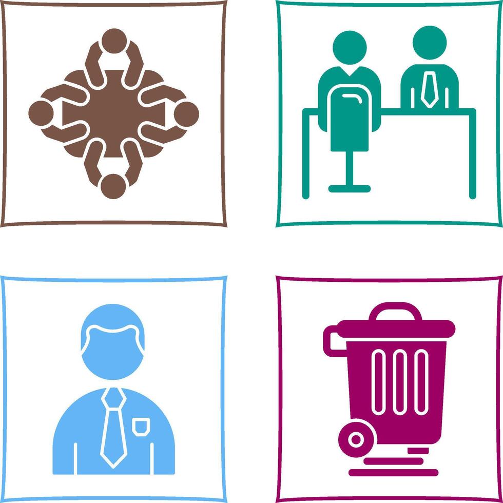 Staff Meeting and Employee Interview Icon vector