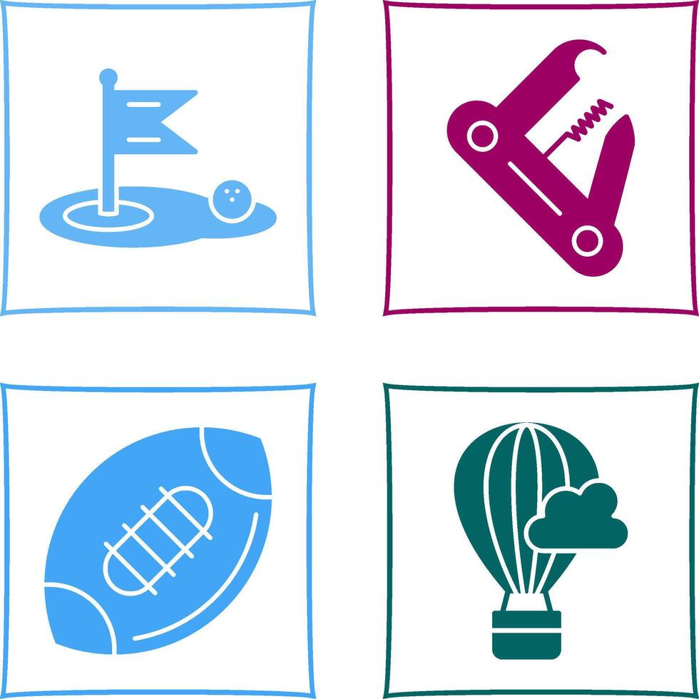 Golf and Swiss Army Knife Icon vector