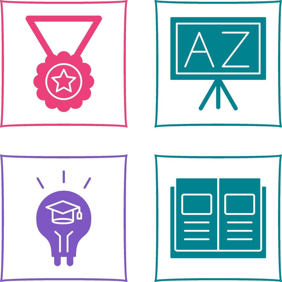 Medal and From A To Z Icon vector