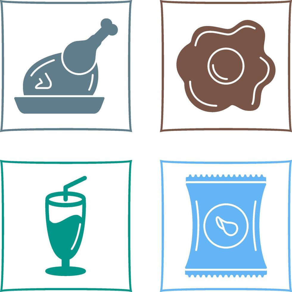 Chicken leg and Fried egg Icon vector