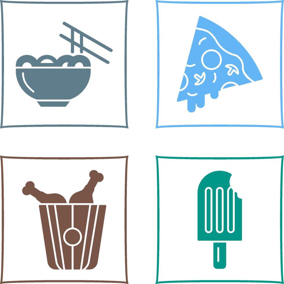 Chinese food and Pizza Icon vector