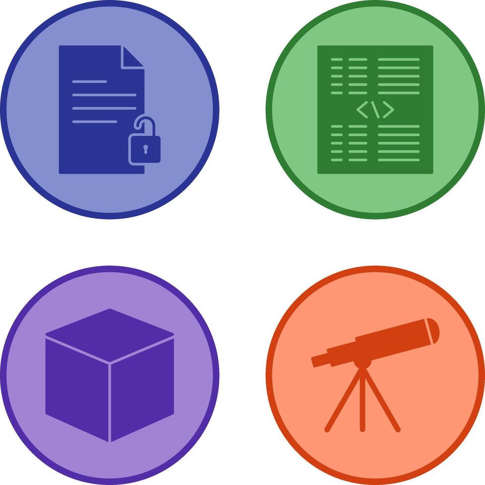 unlock document and piece of code Icon vector