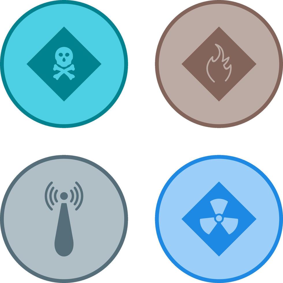 poisonous gas and Danger of flame Icon vector