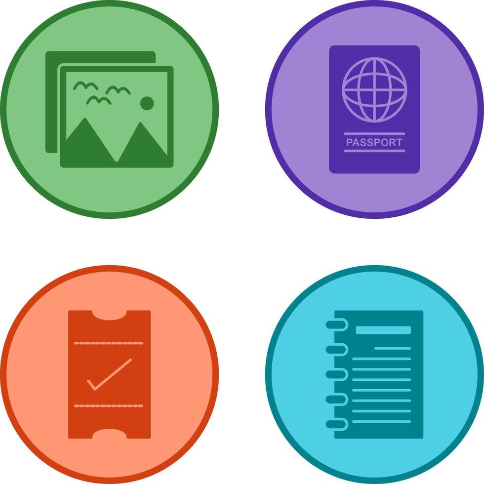 pictures and passport Icon vector