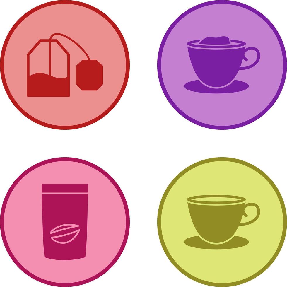tea bag and creamy coffee Icon vector