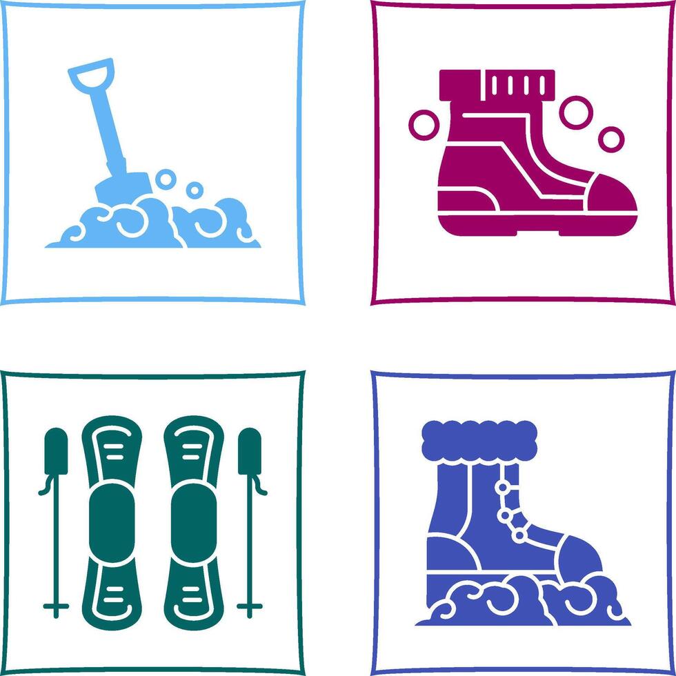 Shovel and Ski Boots Icon vector