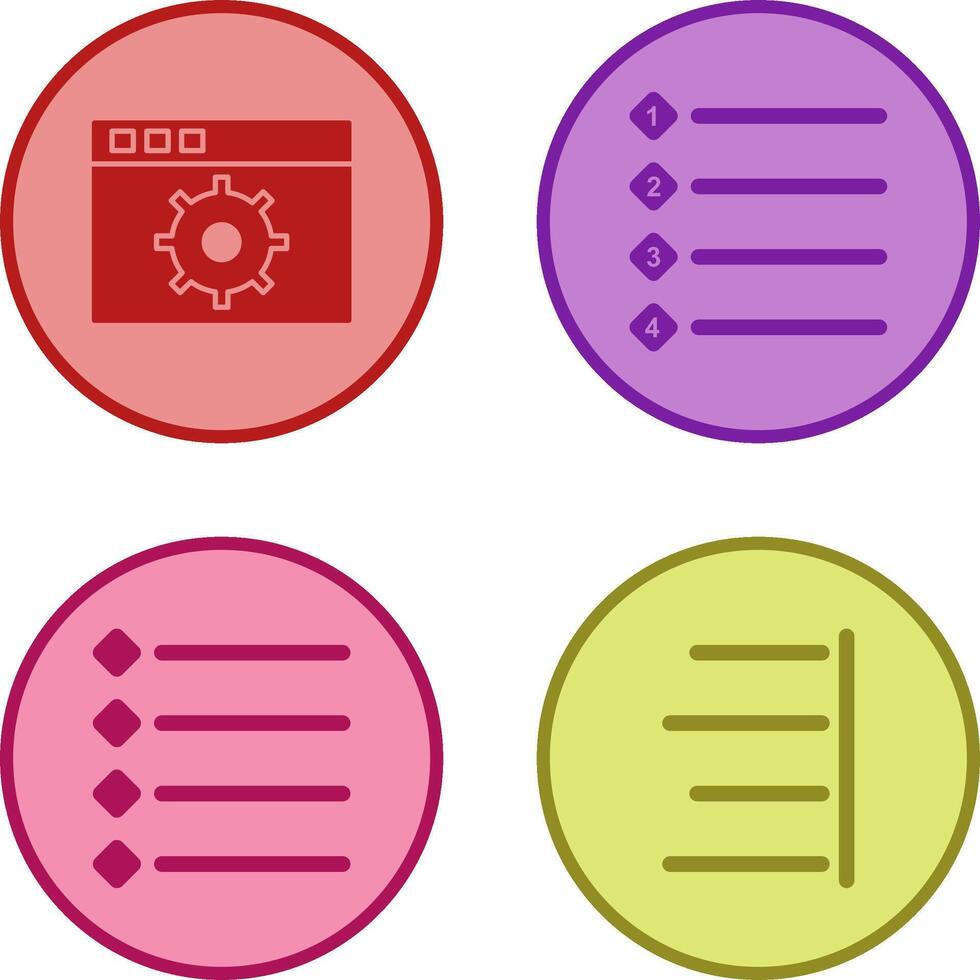 settings and numbered lists Icon vector