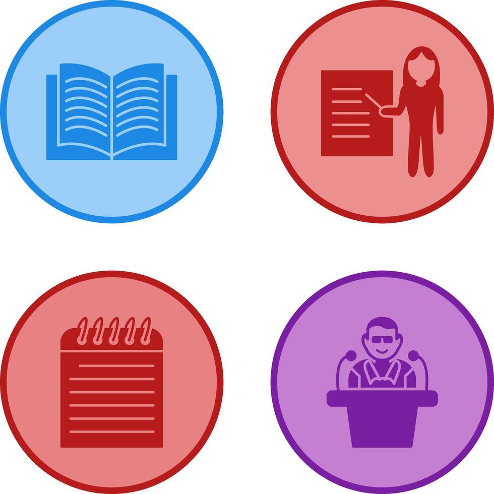 Textbook and Female Presenter Icon vector