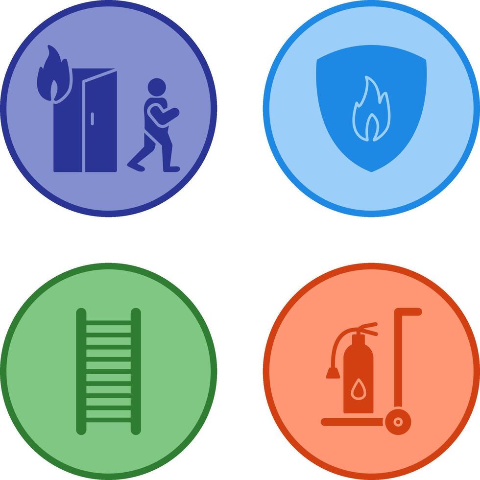 running from fire and fire shield Icon vector