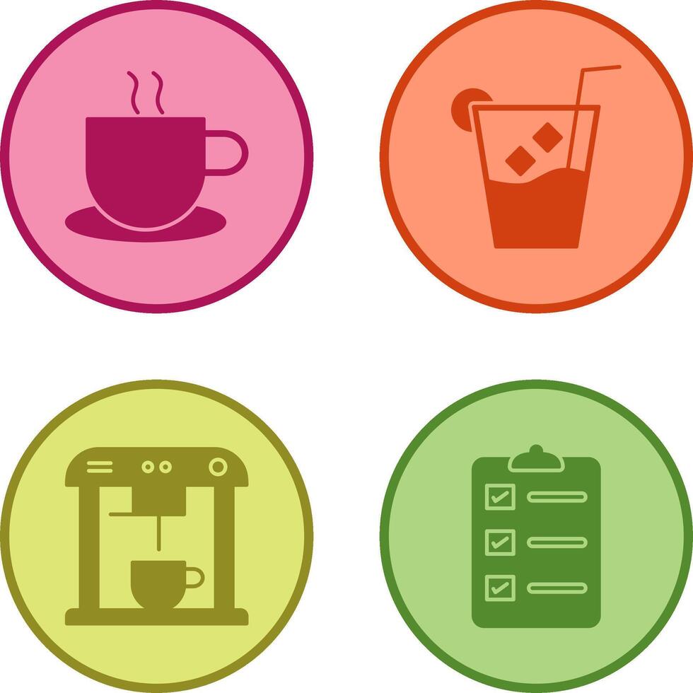 hot coffee and whiskey sour Icon vector