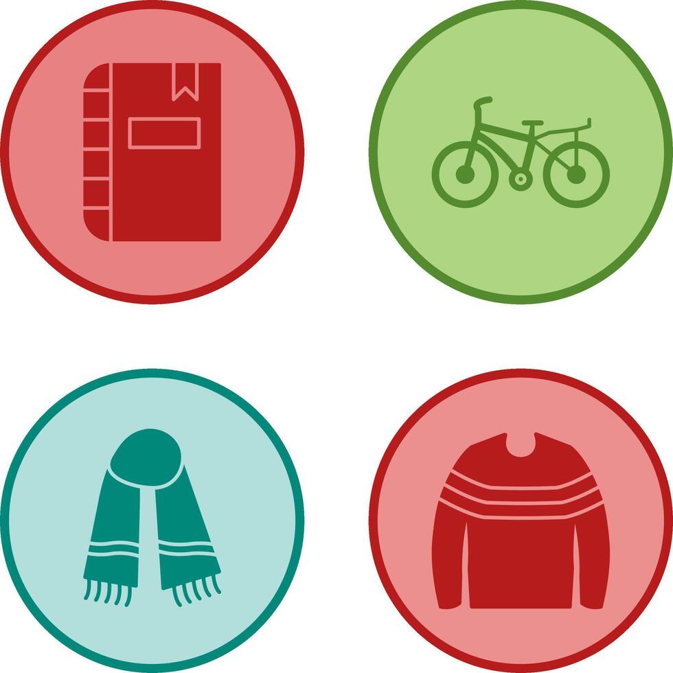 diario y bicicleta icono vector