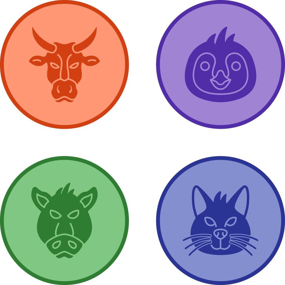 Cow and Penguin Icon vector