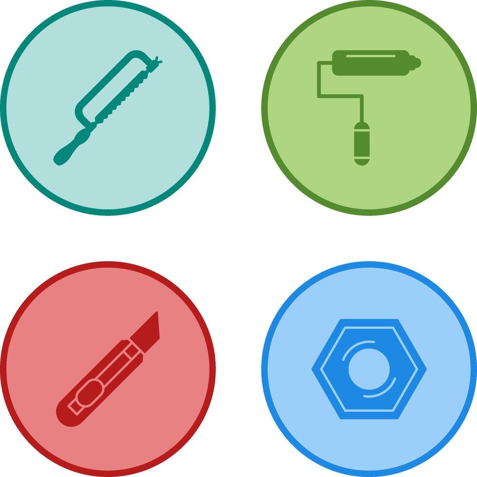 Hacksaw and Paint Roller Icon vector