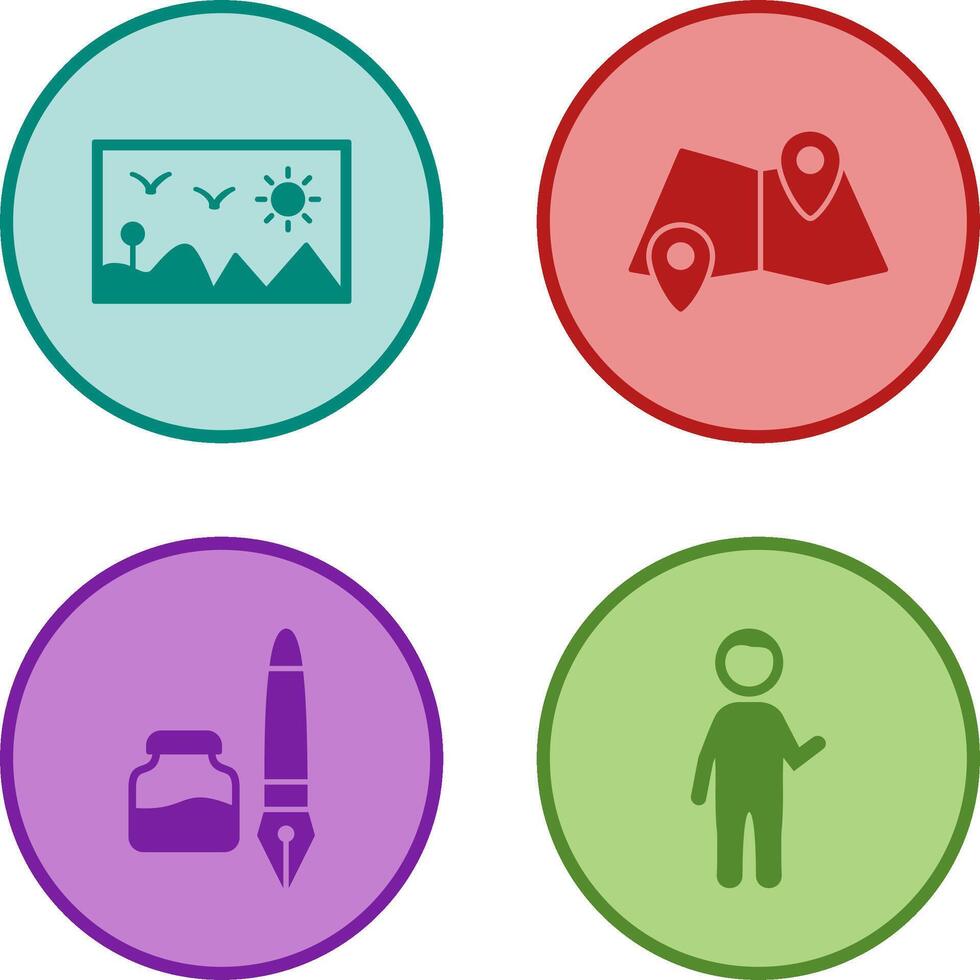 Painting Exhibit and Folded Icon vector