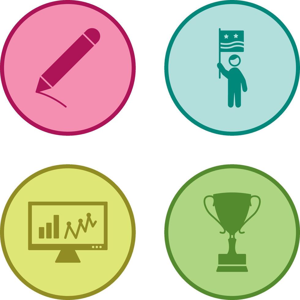 Pencil and Raising flag Icon vector
