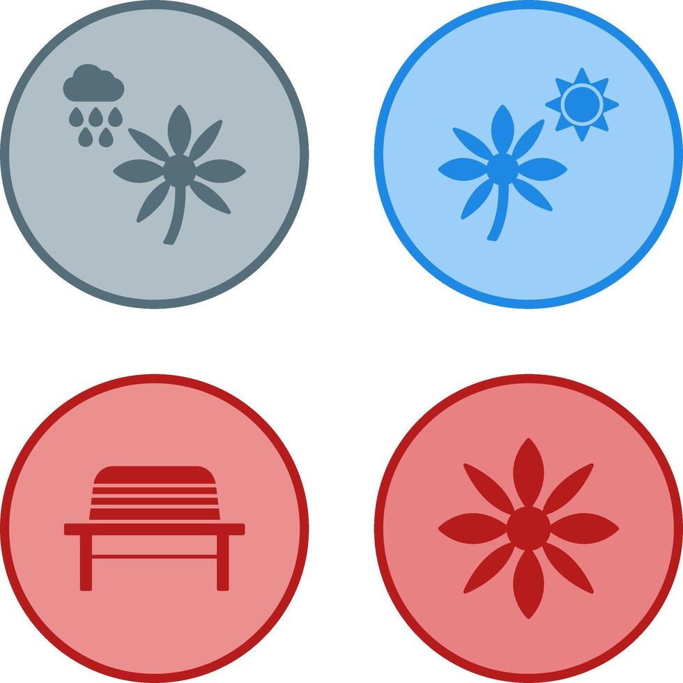 Flower with rain and Flower Icon vector