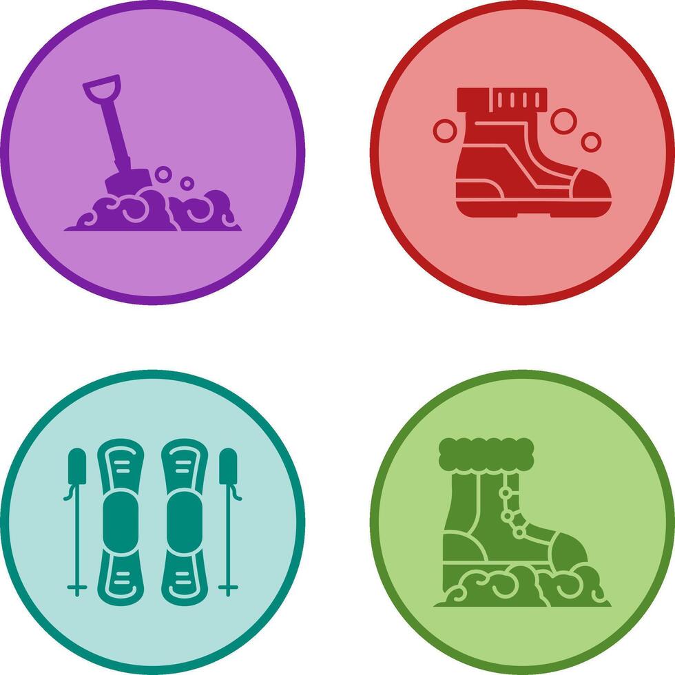 Shovel and Ski Boots Icon vector