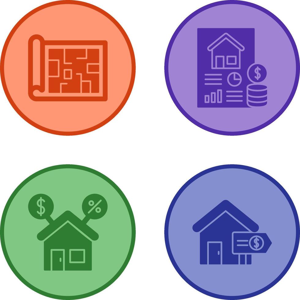 Blueprint and loan Icon vector