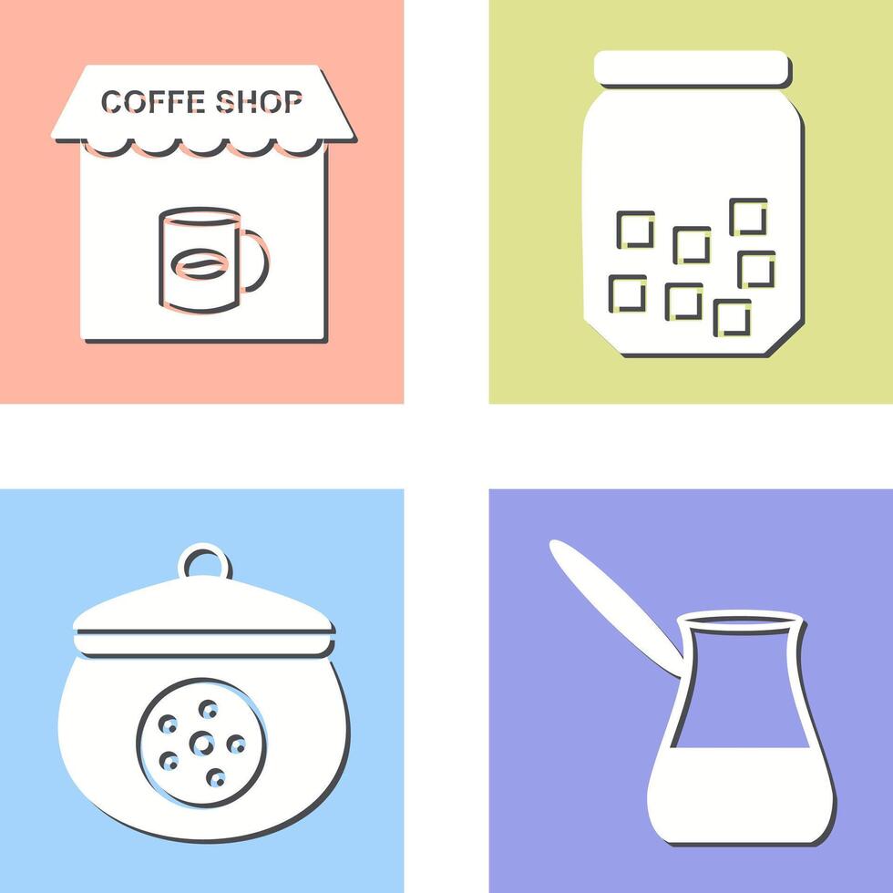 Coffee Shop And sugar Bottle Icon vector