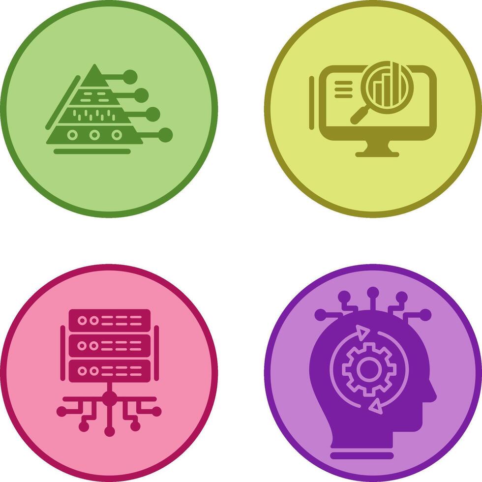 Pyramid Graph and Search Icon vector