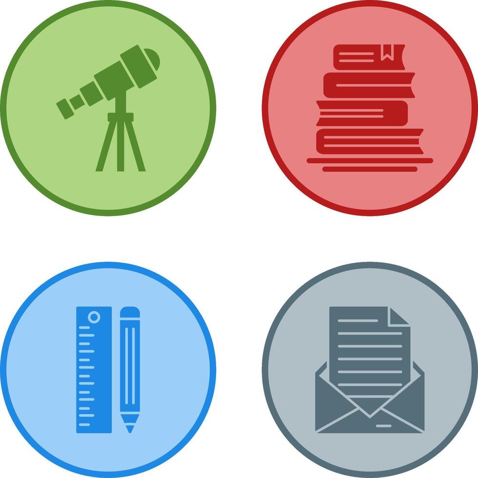 Telescope and BooksSnack and Money Icon vector