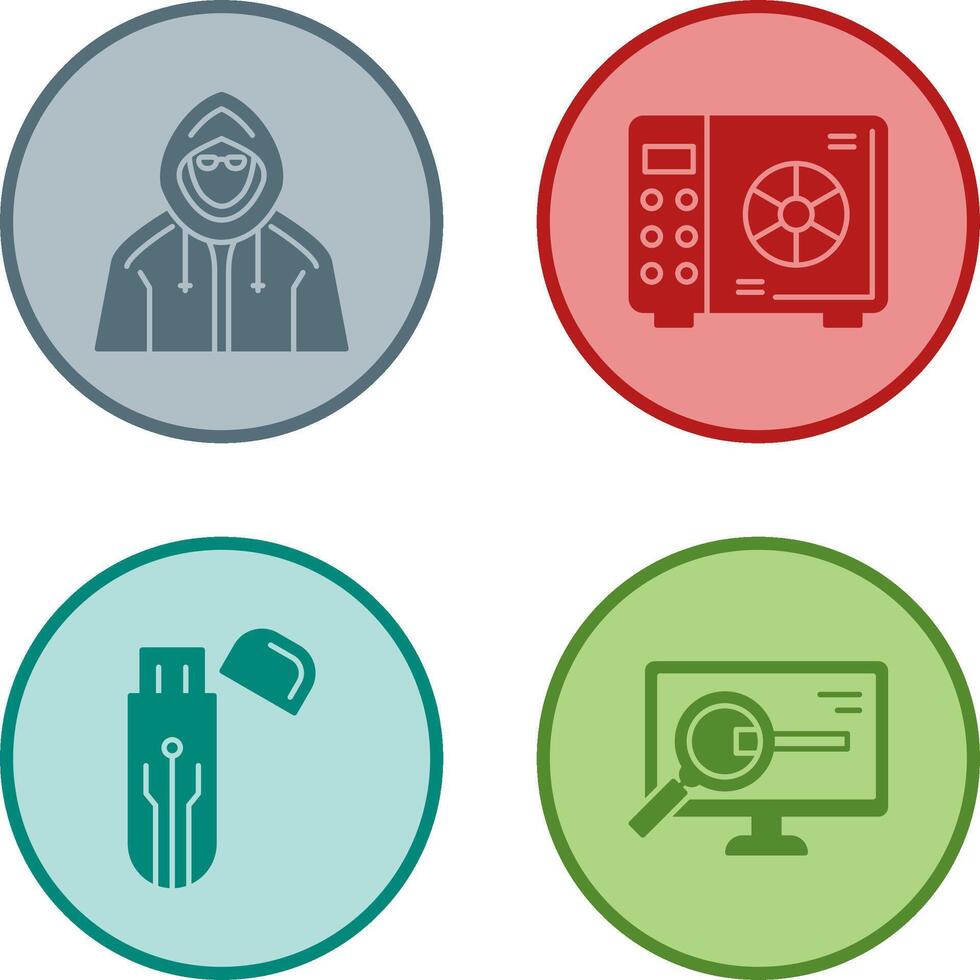 Safe Box and Hacker Icon vector