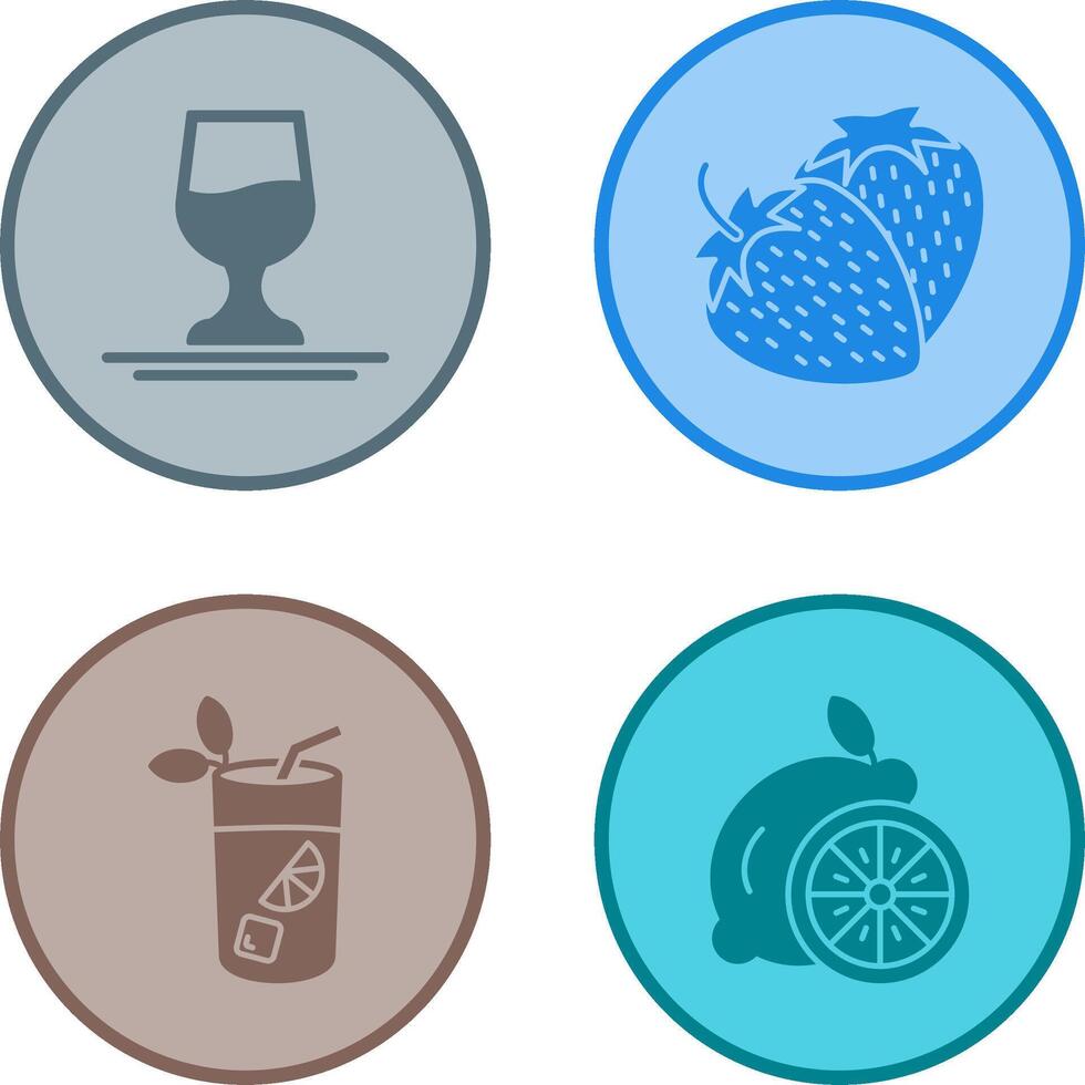 vino y fresa icono vector