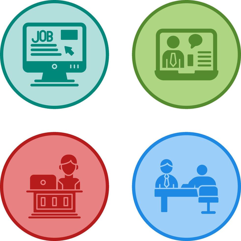 Online Job and Online Job Interview Icon vector