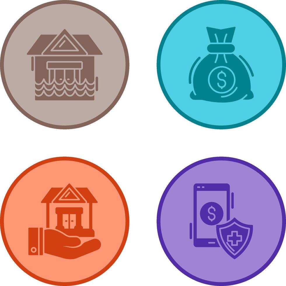 Natural Disaster and Money Bag Icon vector