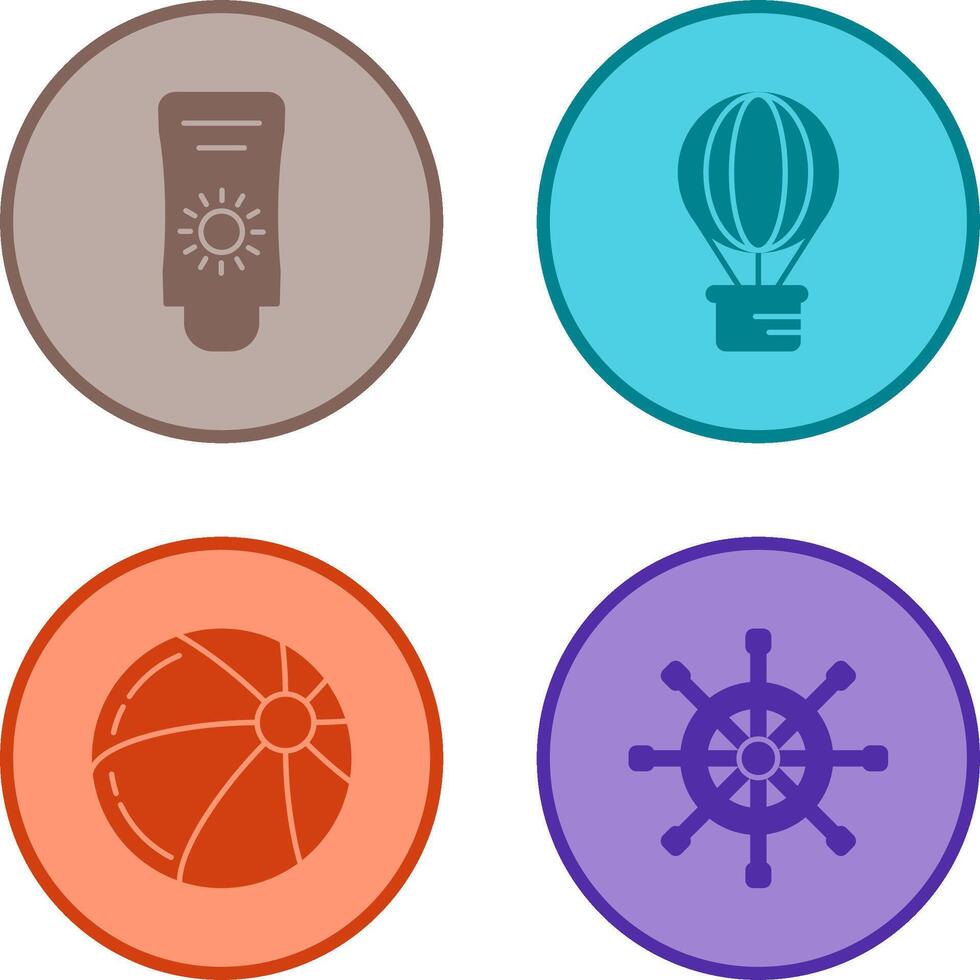 Sun Cream and Hot Air Balloon Icon vector