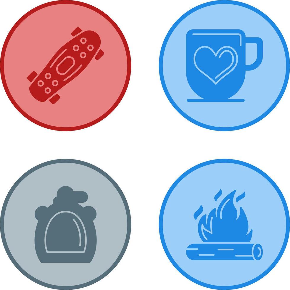 Skateboard and Mug Icon vector