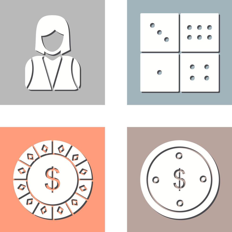 elegant lady and domino game Icon vector