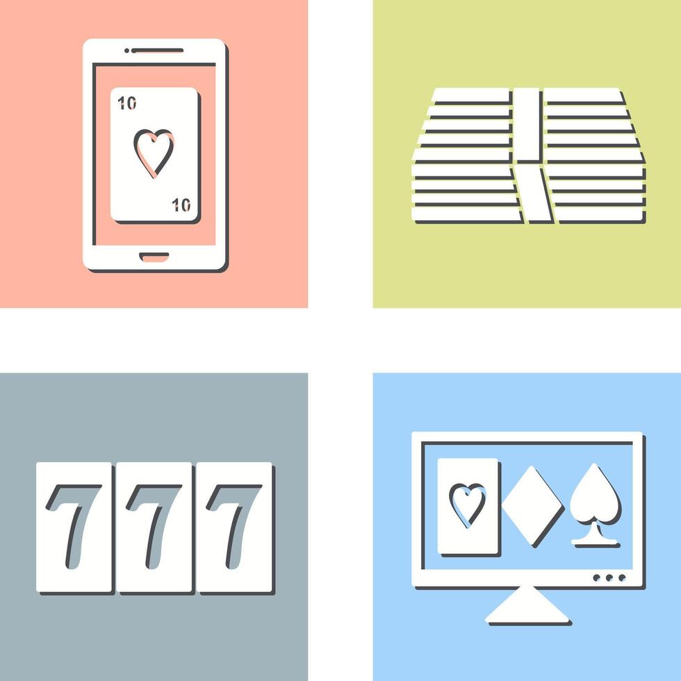 phone gambling and pack of bills Icon vector