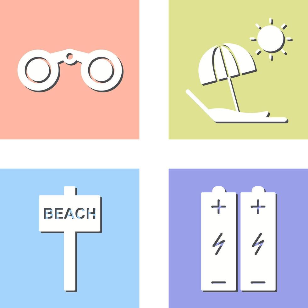 Binoculars and beach Icon vector