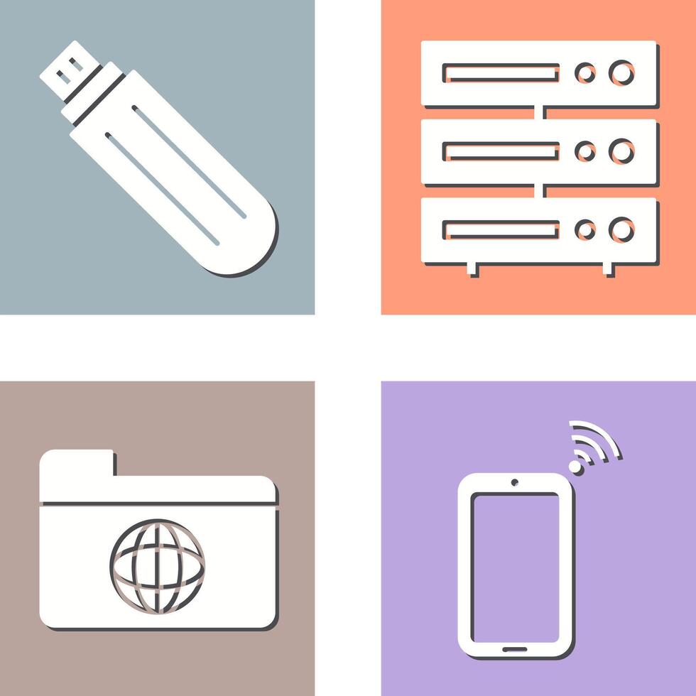 usb drive and server Icon vector